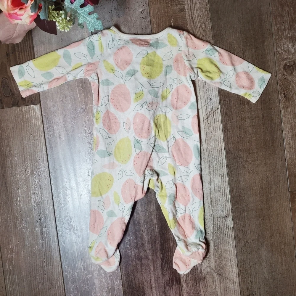 Carter's Just One You White Pink Yellow & Green Lemon Footed Pajamas Size 6m